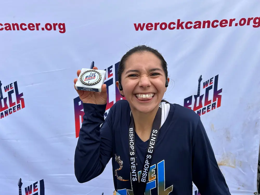 Happy participant at We Rock Cancer event
