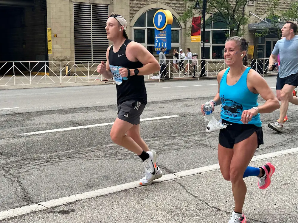 Runners participating in city marathon event.