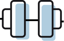 Two blue dumbbells icon illustration