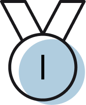 Blue medal icon with letter I
