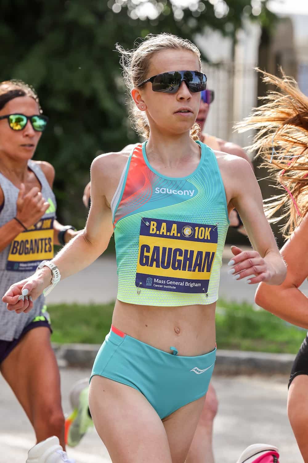 Female runner Gaughan competing in B.A.A. 10K